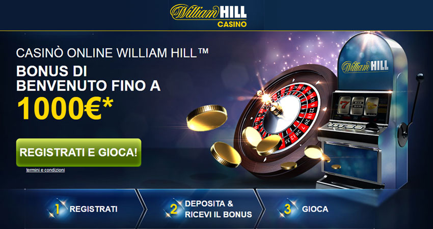 Bonus William Hill Casinò: fino a 1000€ di benvenuto