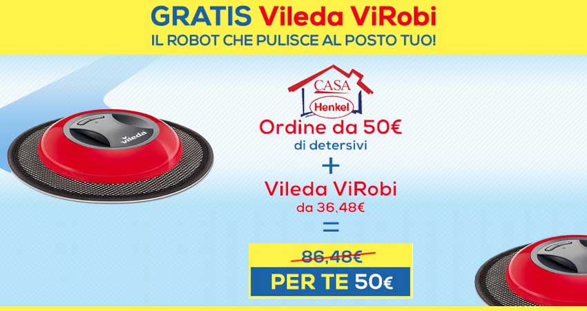 Con un ordine di 50€ ricevi Vileda Virobi gratis con Casa Henkel! Fino al 19/10/2016.